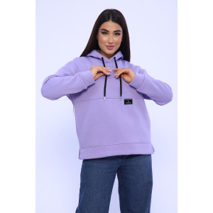 Худи женское №82043 футер 3-х нитка с начесом (последний размер) лаванда 52,54