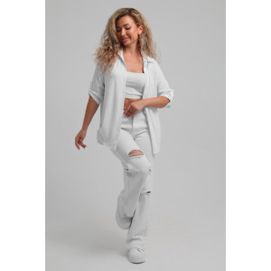 Рубашка женская №36963 жатка (последний размер) белый 50,52,58 Рубашка женская №36963 жатка (последний размер) белый 50,52,58