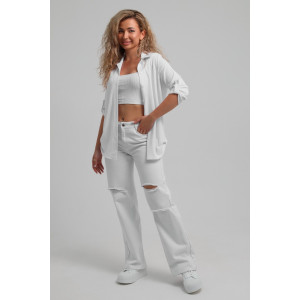 Рубашка женская №36963 жатка (последний размер) белый 50,52,58 Рубашка женская №36963 жатка (последний размер) белый 50,52,58