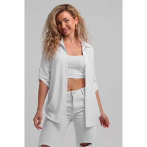 Рубашка женская №36963 жатка (последний размер) белый 50,52,58 Рубашка женская №36963 жатка (последний размер) белый 50,52,58