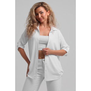 Рубашка женская №36963 жатка (последний размер) белый 50,52,58 Рубашка женская №36963 жатка (последний размер) белый 50,52,58