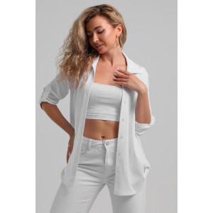 Рубашка женская №36963 жатка (последний размер) белый 50,52,58 Рубашка женская №36963 жатка (последний размер) белый 50,52,58