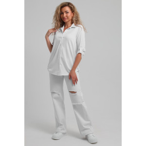 Рубашка женская №36963 жатка (последний размер) белый 50,52,58 Рубашка женская №36963 жатка (последний размер) белый 50,52,58