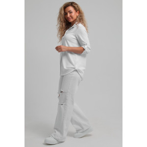 Рубашка женская №36963 жатка (последний размер) белый 50,52,58 Рубашка женская №36963 жатка (последний размер) белый 50,52,58