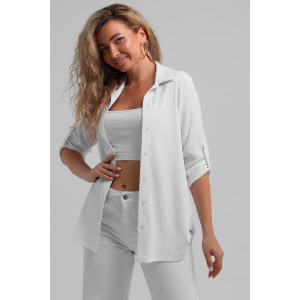 Рубашка женская №36963 жатка (последний размер) белый 50,52,58 Рубашка женская №36963 жатка (последний размер) белый 50,52,58