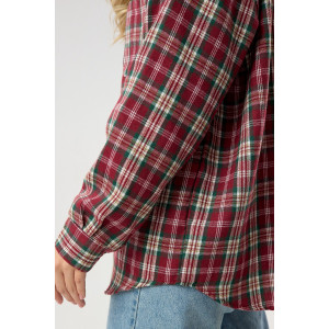 Рубашка женская №057441 фланель (последний размер) бордовый 44-46,52 Рубашка женская №057441 фланель (последний размер) бордовый 44-46,52