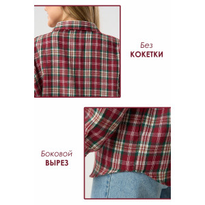 Рубашка женская №057441 фланель (последний размер) бордовый 44-46,52 Рубашка женская №057441 фланель (последний размер) бордовый 44-46,52