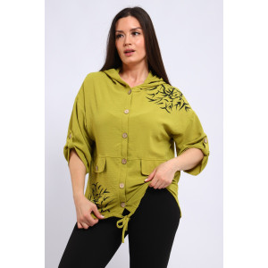 Рубашка женская №31965 сингапур (последний размер) зеленый 50 Рубашка женская №31965 сингапур (последний размер) зеленый 50