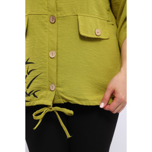 Рубашка женская №31965 сингапур (последний размер) зеленый 50 Рубашка женская №31965 сингапур (последний размер) зеленый 50