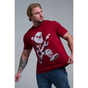 Футболка унисекс светящаяся №8581 кулирка (последний размер) бордо Дмороз с гитарой 52,56