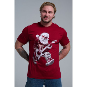 Футболка унисекс светящаяся №8581 кулирка (последний размер) бордо Дмороз с гитарой 52,56