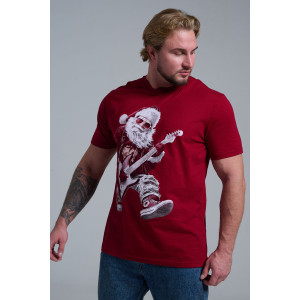 Футболка унисекс светящаяся №8581 кулирка (последний размер) бордо Дмороз с гитарой 52,56