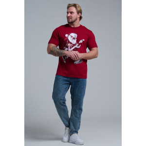 Футболка унисекс светящаяся №8581 кулирка (последний размер) бордо Дмороз с гитарой 52,56