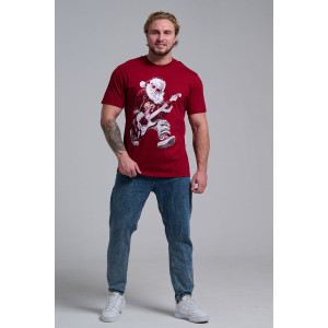Футболка унисекс светящаяся №8581 кулирка (последний размер) бордо Дмороз с гитарой 52,56