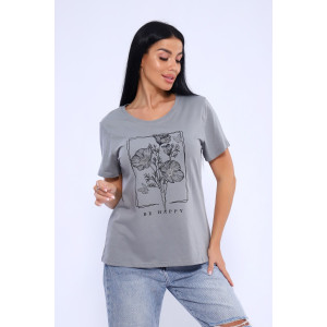 Футболка женская №80035 кулирка (последний размер) серый 48