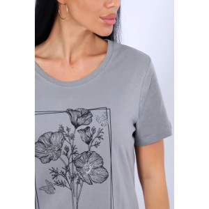 Футболка женская №80035 кулирка (последний размер) серый 48