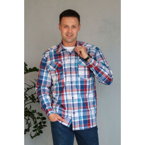 Рубашка мужская с воротником №46004 шотландка (последний размер) синяя клетка 54