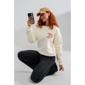 Свитшот женский №8572 футер 3-х нитка с начесом (последний размер) молочный-круассан 42