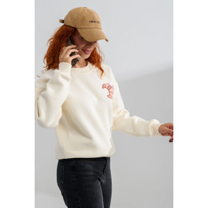 Свитшот женский №8572 футер 3-х нитка с начесом (последний размер) молочный-круассан 42