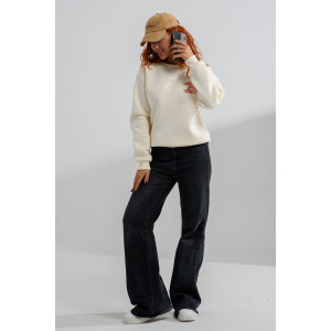 Свитшот женский №8572 футер 3-х нитка с начесом (последний размер) молочный-круассан 42