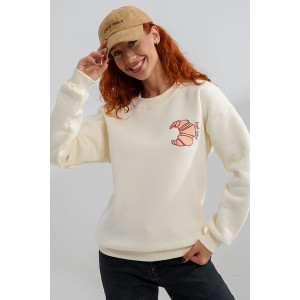 Свитшот женский №8572 футер 3-х нитка с начесом (последний размер) молочный-круассан 42