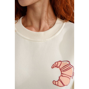 Свитшот женский №8572 футер 3-х нитка с начесом (последний размер) молочный-круассан 42