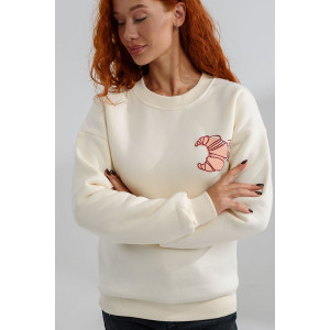 Свитшот женский №8572 футер 3-х нитка с начесом (последний размер) молочный-круассан 42