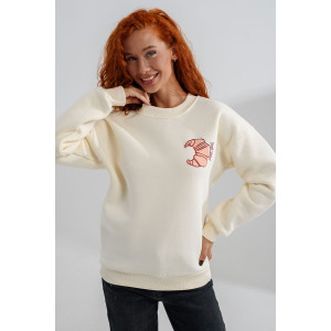 Свитшот женский №8572 футер 3-х нитка с начесом (последний размер) молочный-круассан 42