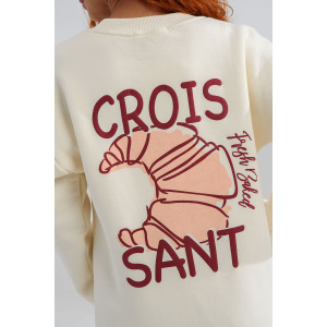 Свитшот женский №8572 футер 3-х нитка с начесом (последний размер) молочный-круассан 42