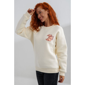 Свитшот женский №8572 футер 3-х нитка с начесом (последний размер) молочный-круассан 42