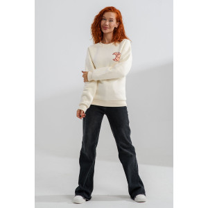 Свитшот женский №8572 футер 3-х нитка с начесом (последний размер) молочный-круассан 42