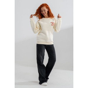 Свитшот женский №8572 футер 3-х нитка с начесом (последний размер) молочный-круассан 42