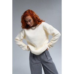 Свитшот женский №14422 футер 3-х нитка с начесом (последний размер) молочный 42,46,52