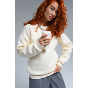 Свитшот женский №14422 футер 3-х нитка с начесом (последний размер) молочный 42,46,52