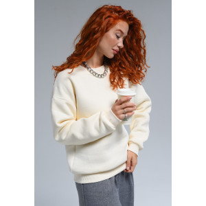 Свитшот женский №14422 футер 3-х нитка с начесом (последний размер) молочный 42,46,52