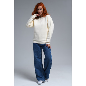 Свитшот женский №14422 футер 3-х нитка с начесом (последний размер) молочный 42,46,52