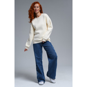 Свитшот женский №14422 футер 3-х нитка с начесом (последний размер) молочный 42,46,52