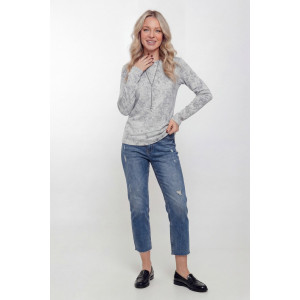 Лонгслив женский №14505 кулирка с лайкрой (р-ры: 44-56) светло-серый Лонгслив женский №14505 кулирка с лайкрой (р-ры: 44-56) светло-серый