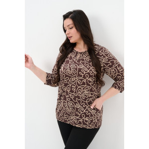 Блузка женская №21621 кулирка (р-ры: 48-62) коричневый Блузка женская №21621 кулирка (р-ры: 48-62) коричневый