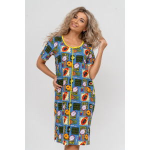 Халат женский №37007 кулирка (р-ры: 48-58) голубой