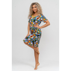 Халат женский №37007 кулирка (р-ры: 48-58) голубой