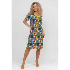 Халат женский №37007 кулирка (р-ры: 48-58) голубой