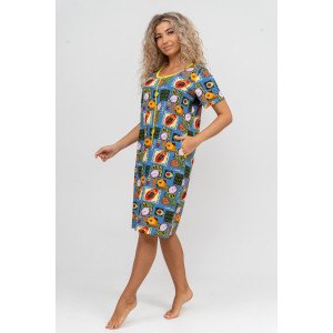 Халат женский №37007 кулирка (р-ры: 48-58) голубой