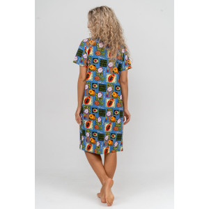 Халат женский №37007 кулирка (р-ры: 48-58) голубой