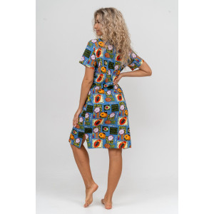 Халат женский №37007 кулирка (р-ры: 48-58) голубой