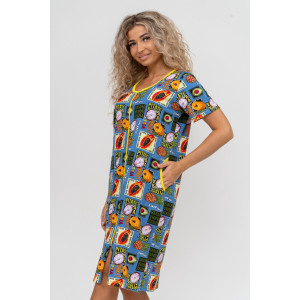 Халат женский №37007 кулирка (р-ры: 48-58) голубой