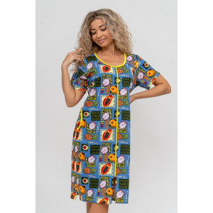 Халат женский №37007 кулирка (р-ры: 48-58) голубой