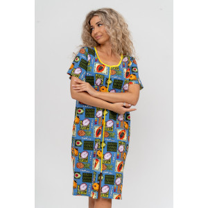 Халат женский №37007 кулирка (р-ры: 48-58) голубой