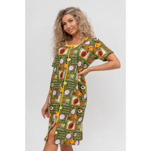 Халат женский №37007 кулирка (р-ры: 48-58) хаки Халат женский №37007 кулирка (р-ры: 48-58) хаки