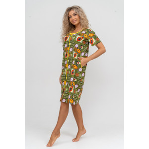 Халат женский №37007 кулирка (р-ры: 48-58) хаки Халат женский №37007 кулирка (р-ры: 48-58) хаки